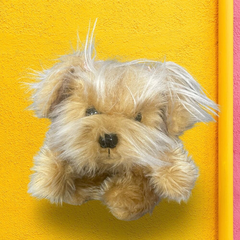 Vintage Russ Berrie Large Sparkle Yorkie Plush Stuffed Dog Gilda's Club 15"